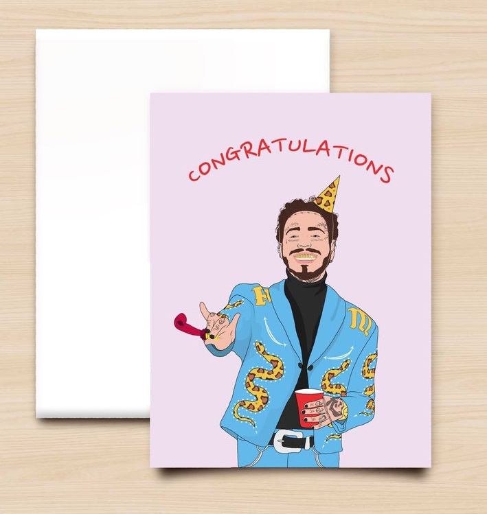COOL&FAMOUS Wenskaart POST MALONE