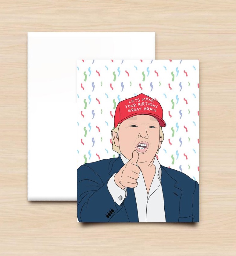 COOL&FAMOUS Wenskaart TRUMP MAKE YOUR BDAY GREAT AGAIN