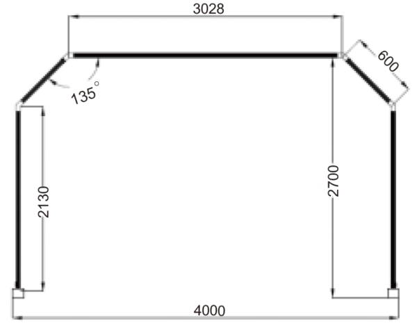 CRIJNS – Led Tunnel 3 – L5330cm – B4000cm – H2615cm – 829,20W