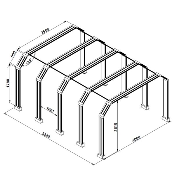 CRIJNS – Led Tunnel 3 – L5330cm – B4000cm – H2615cm – 829,20W
