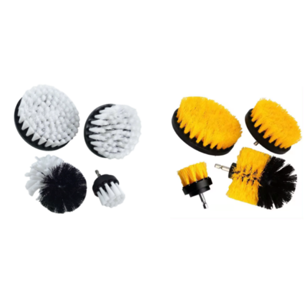CRIJNS – Carpet Drill Brush Set – Medium White + Hard Yellow – 8 Items