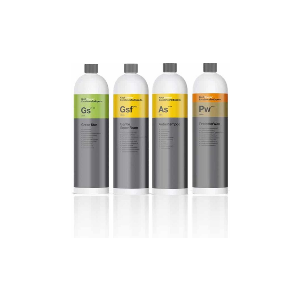 KOCH CHEMIE - Power Wash Set - Green Star 1L - Gentle Snow Foam 1L - Autoshampoo 1L - Protector Wax 1L