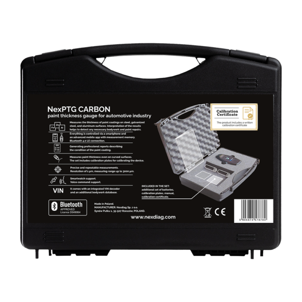 NEXDIAG – NexPTG – PRO – Carbon Edition – Professionele Lakdikte Meter Met Officieel Kalibratie Certificaat