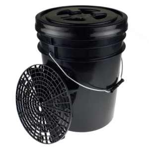 CRIJNS – Black Detailing Wheel Bucket 20L + Grit Guard + Sealing Lid