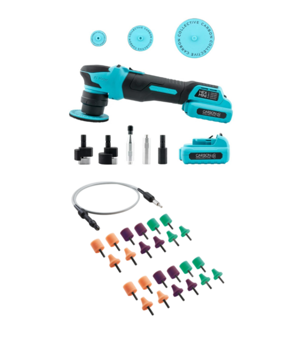 CARBON COLLECTIVE – Hex Mini Machine Polisher – Rotary / Dual Action Battery Polisher Ultimate Kit