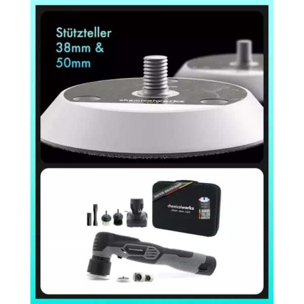 ChemicalWorkz® – EVO Mini Snoerloze Hybride Excentrische Polijstmachine – 30mm – 38mm – 50mm – 400Watt + Draagtas