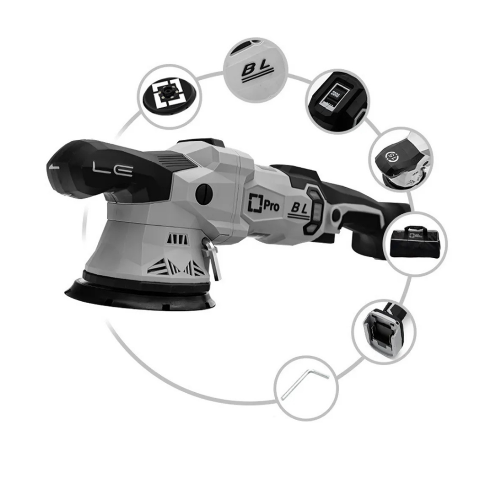 Liquid Elements - A4500 - PRO Accu - Excentrische Polijstmachine Met Accu - 125mm - 720 Watt - Inclusief Lader En Accu's