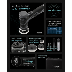 ChemicalWorkz® – EVO Mini PRO – Snoerloze Hybride Excentrische Polijstmachine + Mini Polijstsysteem KIT + Draagtas