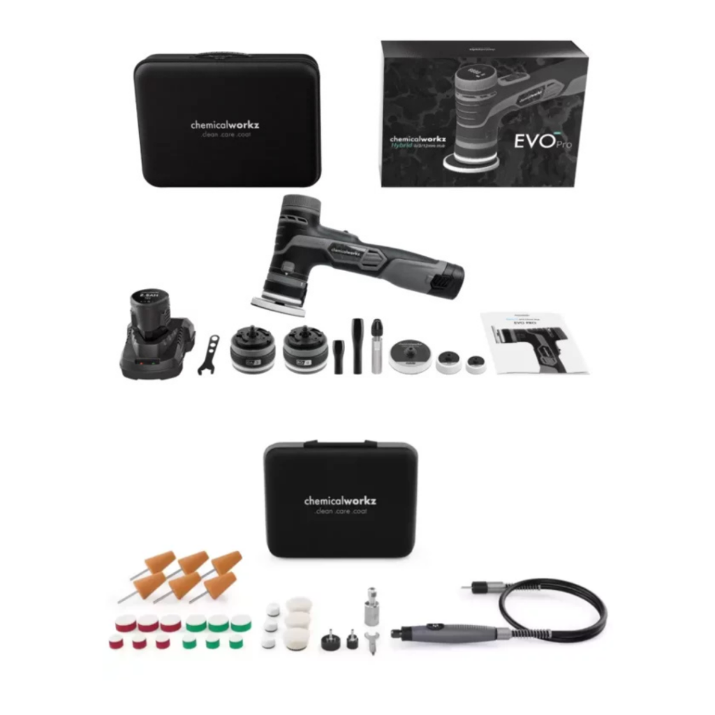 ChemicalWorkz® - EVO Mini PRO - Snoerloze Hybride Excentrische Polijstmachine + Mini Polijstsysteem KIT + Draagtas