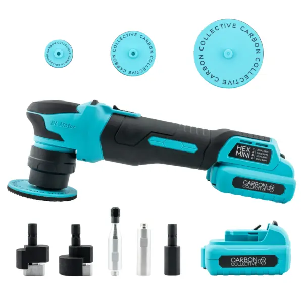 CARBON COLLECTIVE – Hex Mini Machine Polisher – Rotary / Dual Action Battery Polisher Kit