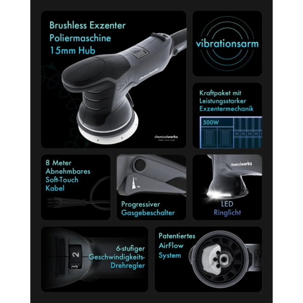 ChemicalWorkz® – DA15 Pro – Brushless – Excentrische Polijstmachine – 125mm