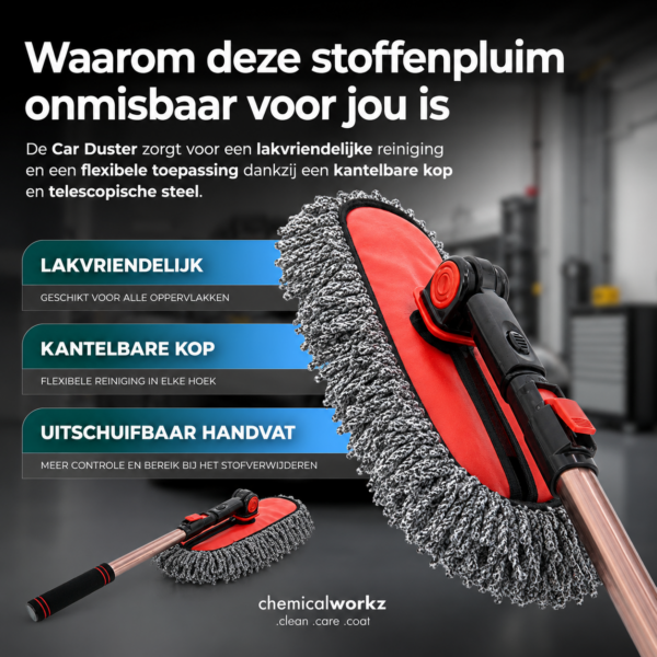 ChemicalWorkz® – Car Duster – Telescopische Microvezel Stoffenpluim Tot 73cm Lengte