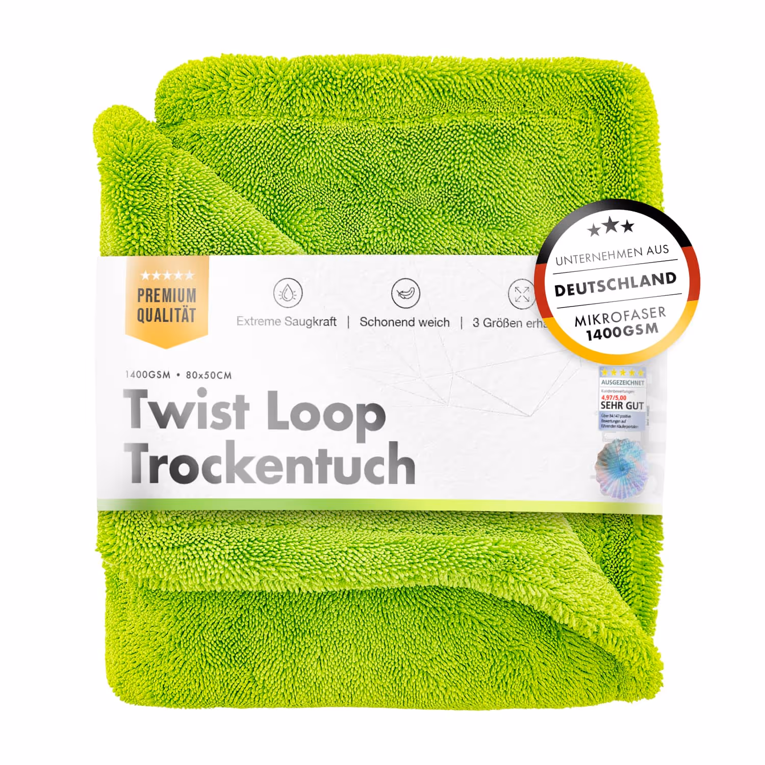 ChemicalWorkz® - Premium Twisted Towel 1400GSM - Green - 60x40cm