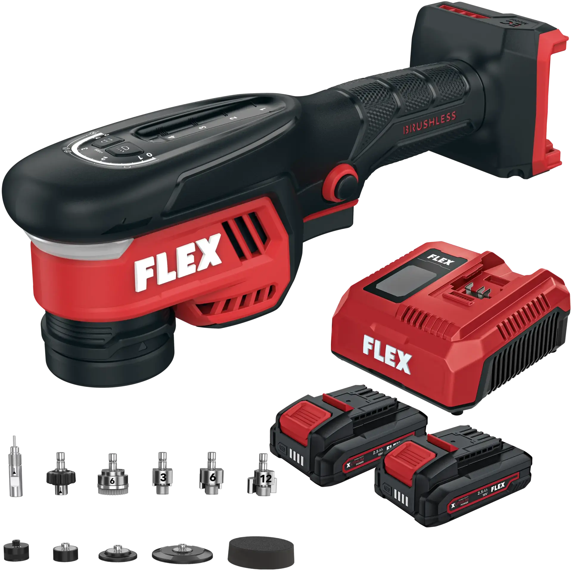 FLEX - PXCE 18-EC SET - 18V Accu Polijstmachine Roterend & Excentrisch 30-75mm (PRE-ORDER) levering Januari 2027